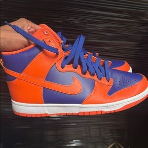 Nike Orange and Blue High-Top Sneakers